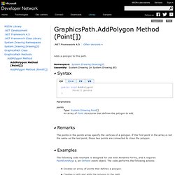 GraphicsPath.AddPolygon Method (Point[]) (System.Drawing.Drawing2D)