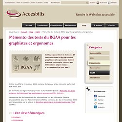 Mémento des tests du RGAA pour les graphistes et ergonomes - Accesbilis - Conseil formation Web et accessibilité numérique
