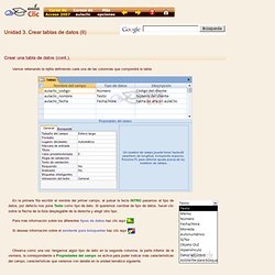 Curso gratis Microsoft Access 2007. Unidad 3. Crear tablas de datos