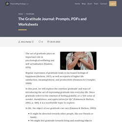 The Gratitude Journal: Prompts, PDFs and Worksheets