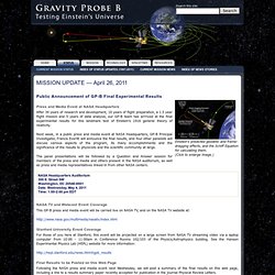 Gravity Probe B - MISSION STATUS