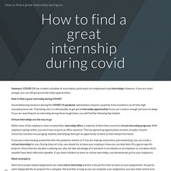 How to find a great internship during covid