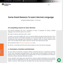 Some Great Reasons To Learn German Language