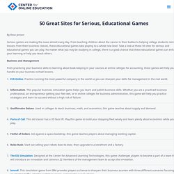 50 Great Sites for Serious, Educational Games