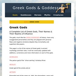 Names of the Greek Gods
