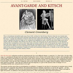 Clement Greenberg Avant Garde And Kitsch 1939 Pdf