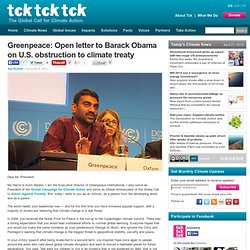 Greenpeace letter to Obama