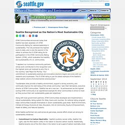 Seattle Recognized as the Nation’s Most Sustainable City - Greenspace