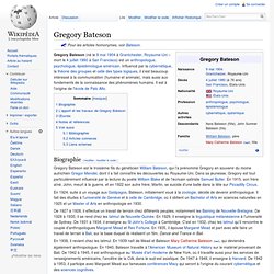 Gregory Bateson - Wikipédia - Vimperator