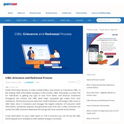 CIBIL Grievance and Redressal Process