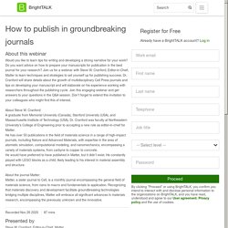 How to publish in groundbreaking journals