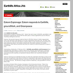 Earthlife, groundWork, and Greenpeace quit stakeholder forum over Eskom Espionage