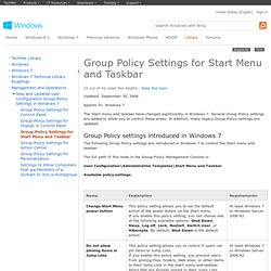 Group Policy Settings for Start Menu and Taskbar