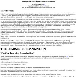 Groupware and Organizational Learning