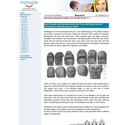 Basic Growth and Development of the Face and Dental Arches Development & Morphology of Teeth