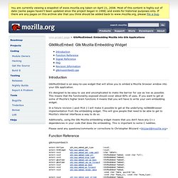 GtkMozEmbed: Embedding Mozilla into Gtk Applications