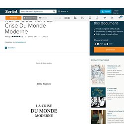 RENE GUENON La Crise Du Monde Moderne