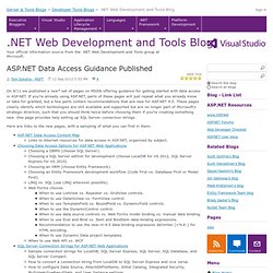 ASP.NET Data Access Guidance Published - .NET Web Development and Tools Blog