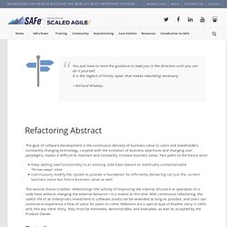 Guidance – Refactoring – Scaled Agile Framework