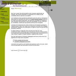 Guide d'animation d'un forum de discussion