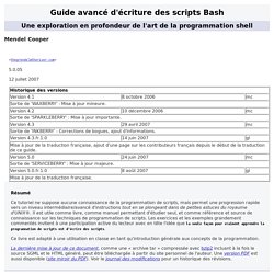 Guide avancé d'écriture des scripts Bash
