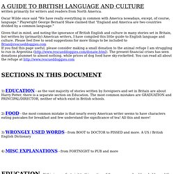 A GUIDE TO BRITISH LANGUAGE AND CULTURE