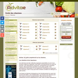 Vitamines hydrosolubles et vitamines liposolubles