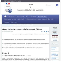 Guide de lecture pour La Princesse de Clèves