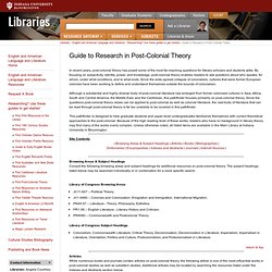 Guide to Research in Post-Colonial Theory