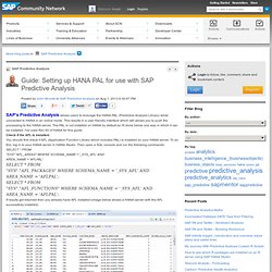Guide: Setting up HANA PAL for use with SAP Pre