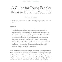 A Guide for Young People: What to Do With Your Life