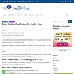 Proper Guideline About Precious Blue Sapphire Stone