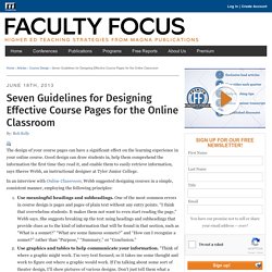 Seven Guidelines for Designing Effective Course Pages for the Online Classroom