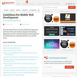 Guidelines For Mobile Web Development - Smashing Magazine