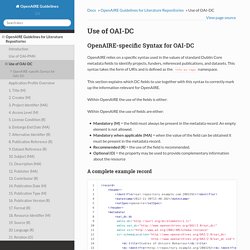 Use of OAI-DC — OpenAIRE Guidelines 3.0 documentation