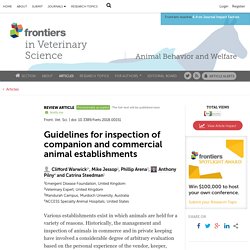 FRONT. VET. SCI 15/06/18 Guidelines for inspection of companion and commercial animal establishments