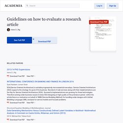 Guidelines on how to evaluate a research article