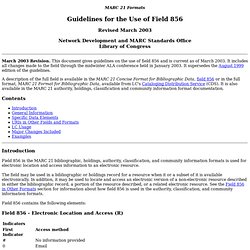 Guidelines for the Use of Field 856