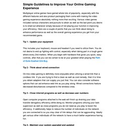 Simple Guidelines to Improve Your Online Gaming Experience