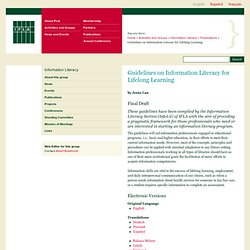 Guidelines on Information Literacy for Lifelong Learning