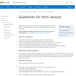 Guidelines for form layouts - Windows app development