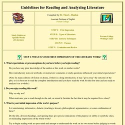 Guidelines for Reading and Analyzing Literature