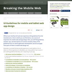 UI Guidelines for mobile and tablet web app design