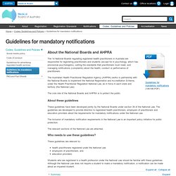 Medical Board of Australia - Guidelines for mandatory notifications