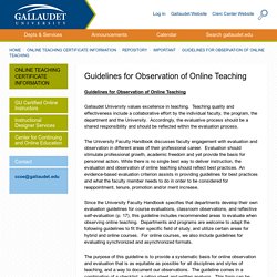 Guidelines for Observation of Online Teaching