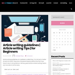 Article writing guidelines