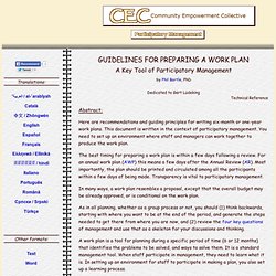 Guidelines for Preparing a Work Plan; A Key Tool for Participatory Management