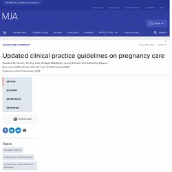 Updated clinical practice guidelines on pregnancy care
