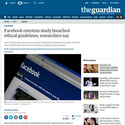 Facebook emotion study breached ethical guidelines, researchers say