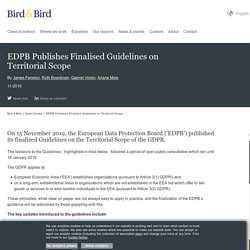 EDPB Publishes Finalised Guidelines on Territorial Scope